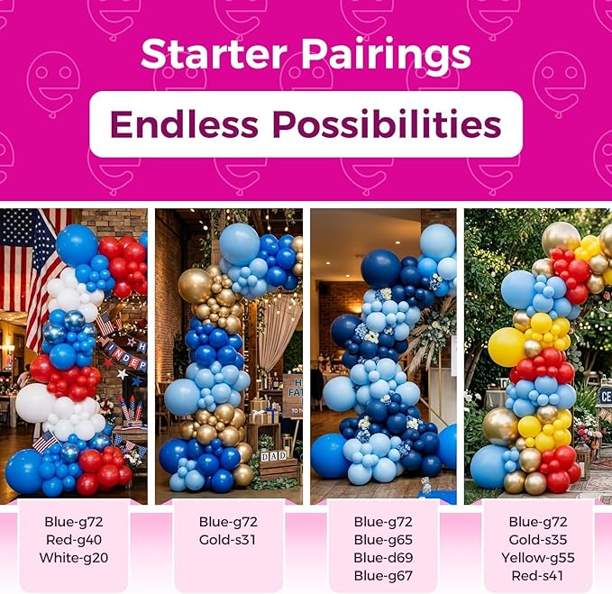 Bezente Royal Blue Latex Party Balloons - 8 Pack 36 inch Round Helium