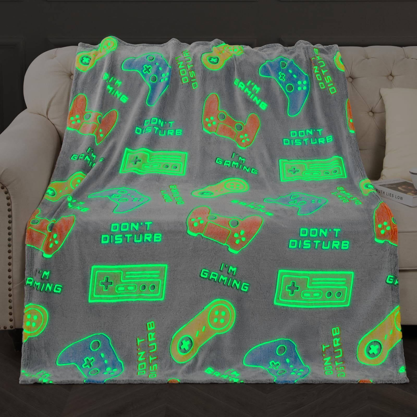 Gaming Blanket Gifts Toys for Boys - Glow in The Dark Game Controller