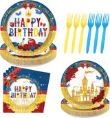 96 Pcs Snow Princess Birthday Party Supplies Cartoon Snow Plates and