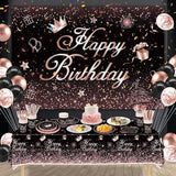 211 PCS Black and Rose Gold Party Decoration Rose Gold & Black Party