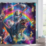 84 Inch Extra Long Funny Cat Dinosaur Shower Curtain Fun Cool Colorful