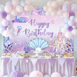 Mermaid Birthday Banner Under The Sea Backdrop for Girls Party
