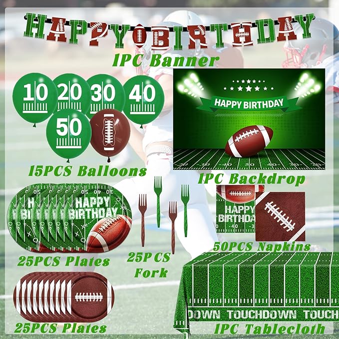 Football Party Supplies Football Plates and Napkins Tablecloth
