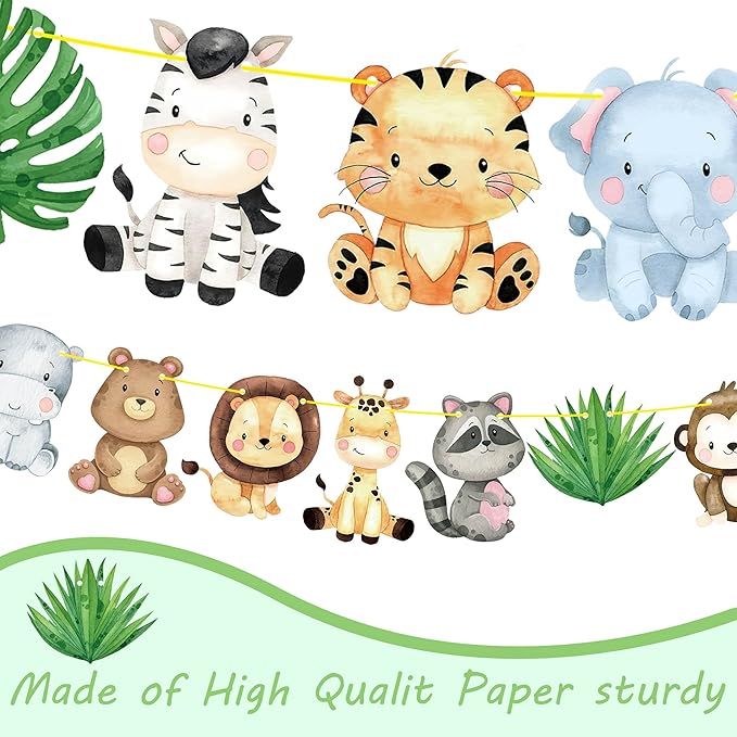 Jungle Safari Banners 2pcs Safari Animals Birthday Party Cutout