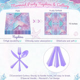 Purple Mermaid Party Tableware Supplies 168PCS Mermaid Plates