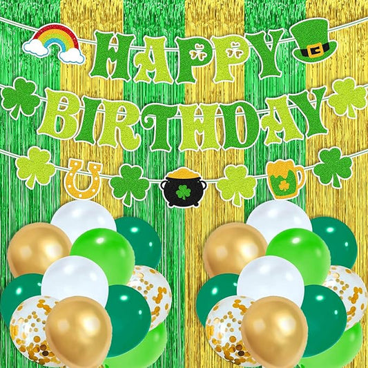 St Patrick's Day Birthday Party Decorations Shamrock Birthday Banner