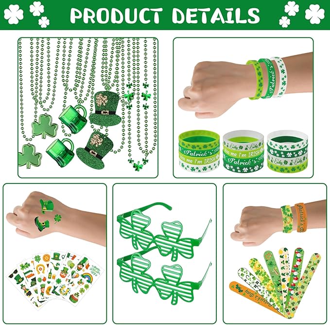 190 Pcs St Patricks Day Accessories St Patrick's Day Party Favor Set