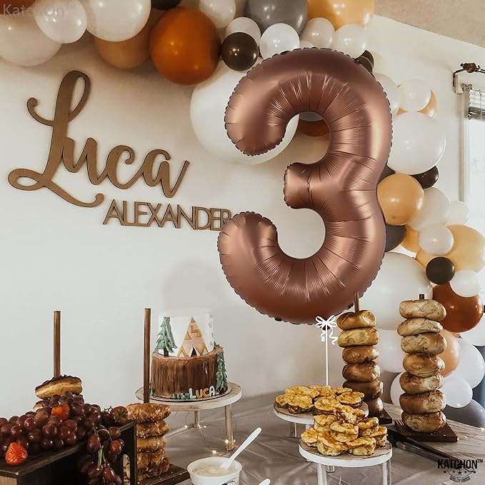 KatchOn, Coffee Brown Number 3 Balloon - 40 Inch | Big Brown 3