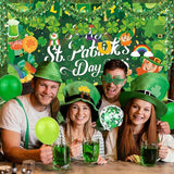St Patrick's Day Party Decorations Set Backdrop Clover Banner Clover