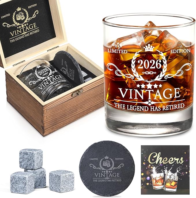 Retirement Gifts for Men Whiskey Glass Set The Legend Has Retired