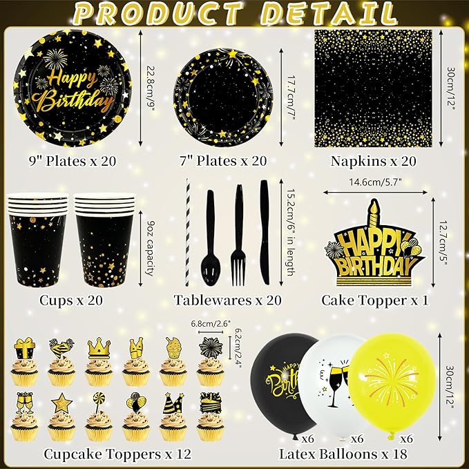 Black Gold Birthday Party Decorations Black and Gold Party Supplies