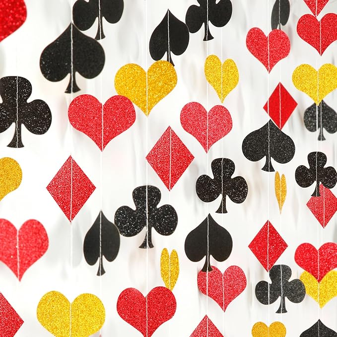 Red-Black Gold Casino Party-Decorations Streamers-Garland - 52ft