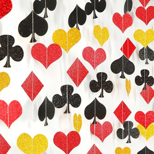 Red-Black Gold Casino Party-Decorations Streamers-Garland - 52ft