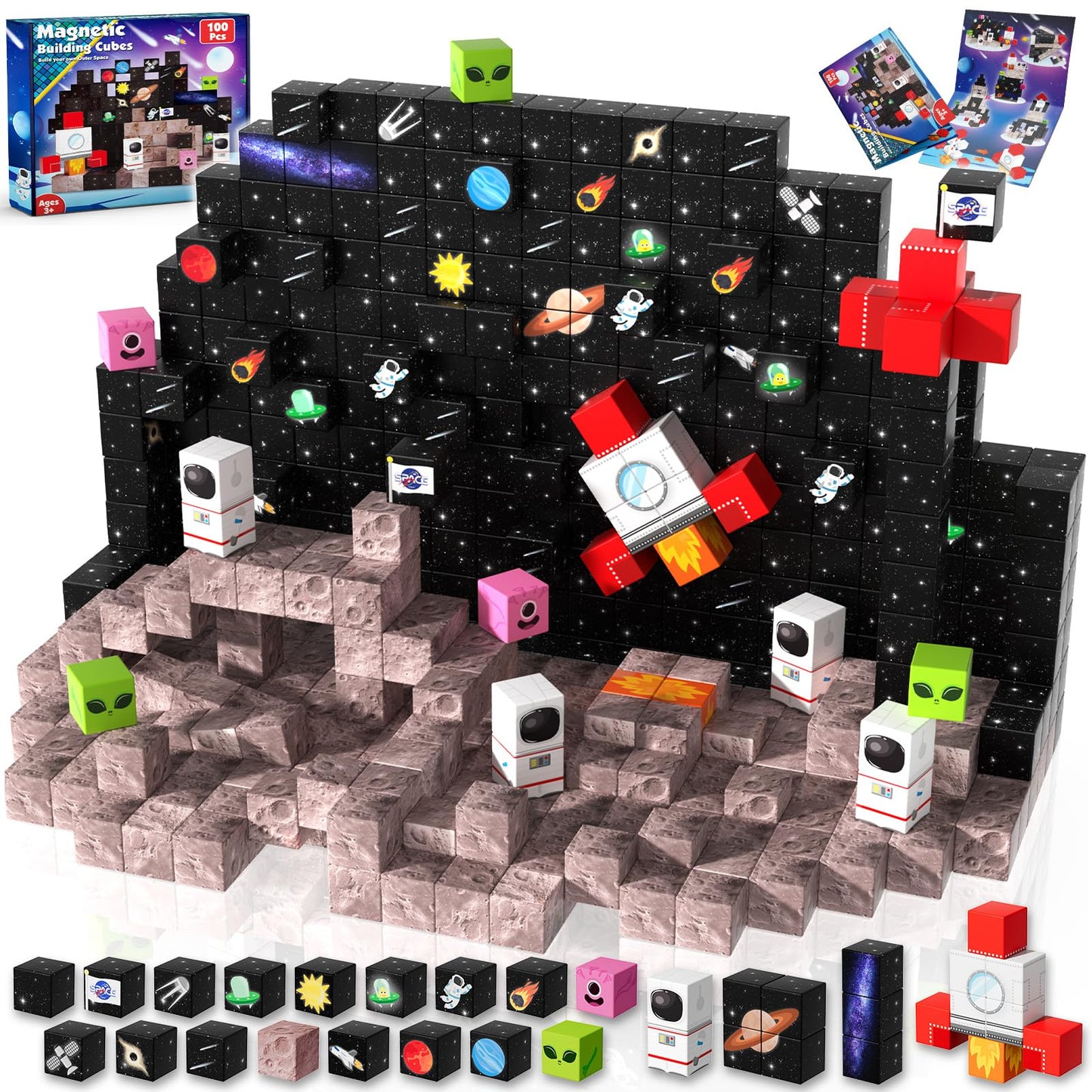 Goody King 100PCS Space Rocket Magnetic Building Blocks |Space