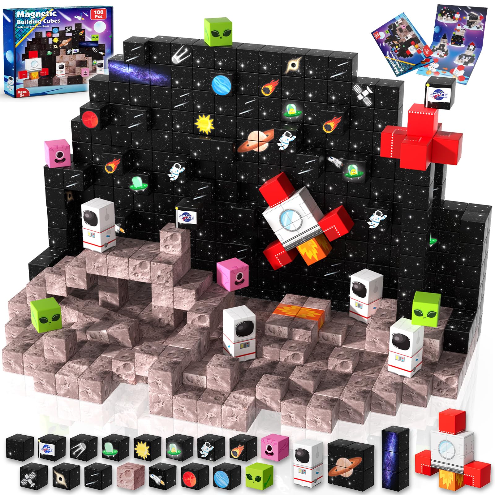 Goody King 100PCS Space Rocket Magnetic Building Blocks |Space