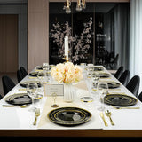 BESTVIP 300PCS Black Gold Dinnerware Set for 50 Guests, Plastic