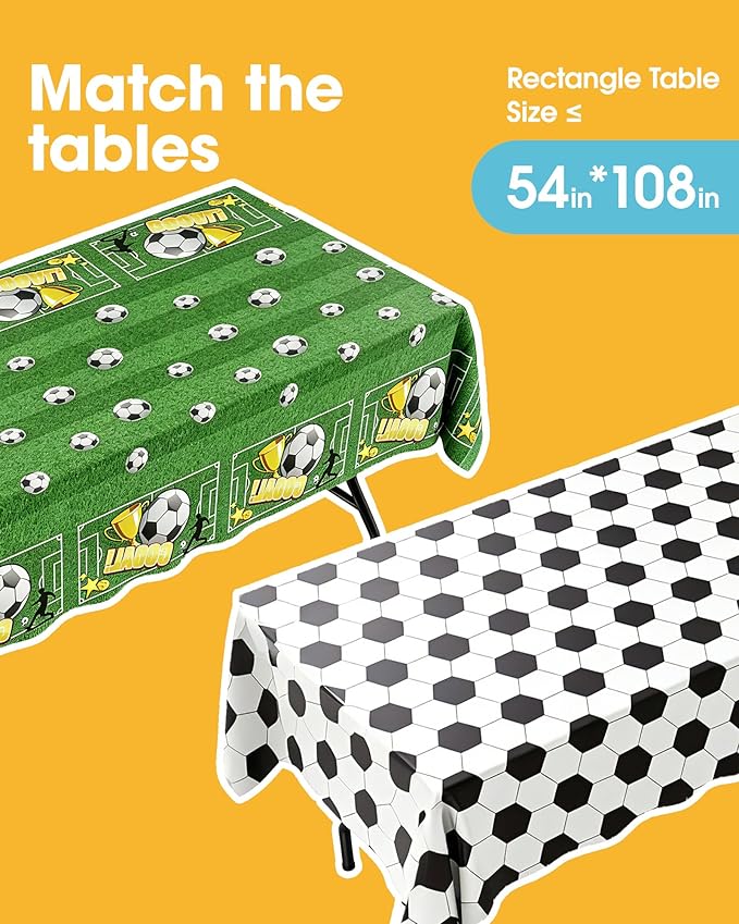 Niuara Soccer Table Cloth – 4 Pack 54" x 108" Disposable Tablecloths