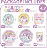 210pcs Unicorn Birthday Party Supplie Plates Napkins Unicorn Party