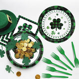 96 Pieces St Patrick's Day Tableware Set Green and Black Plaid