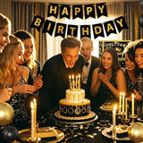 Black and Gold Birthday Party Decorations for Men Women Includes