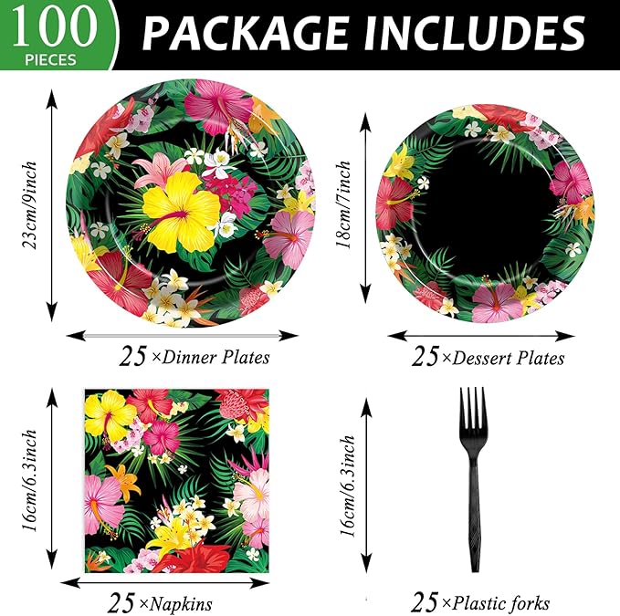100Pcs Hawaiian Luau Party Decoration Tropical Aloha Disposable