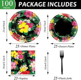 100Pcs Hawaiian Luau Party Decoration Tropical Aloha Disposable