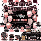 Retirement Party Decorations Rose Gold Retired Plates and Napkins