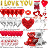 54pcs Heart Balloons I Love You Valentines Decoration with 50 Hang