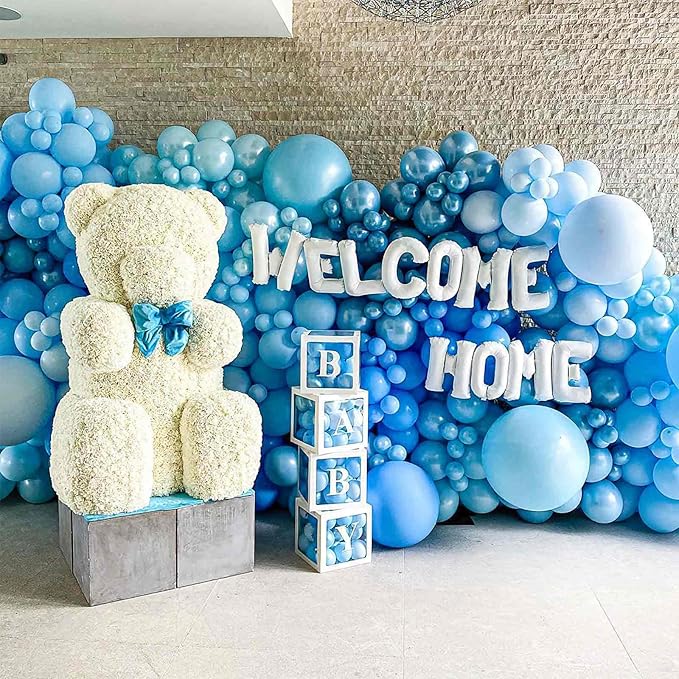 PartyWoo Pearl Light Blue Balloons 100 pcs 5 Inch Baby Pastel Blue
