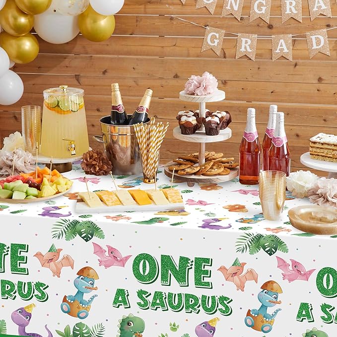 Dinosaur 1st Birthday Party Tablecloths 3Pcs One A Saurus Party