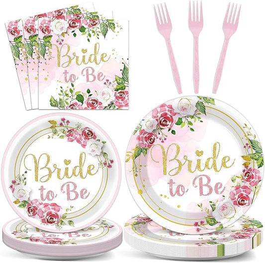 96Pcs Bridal Shower Party Decorations Floral Bride to Be Paper