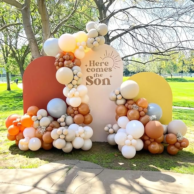 Orange and Blue Balloons, Retro Burnt Orange terracotta Dusty Blue