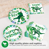 96 Pcs Dinosaur 5th Birthday Decorations Five Rex Plates and Napkins