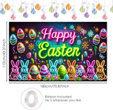 Easter Banner Polyester 43x70.86 Inches Large Easter Banner for Neon