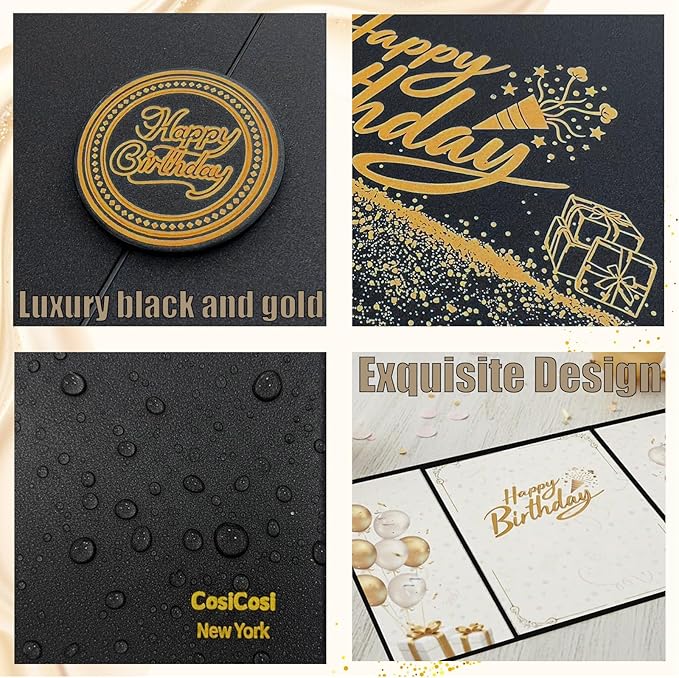 CosiCosi Black and Gold Birthday Decorations, Guest Sign-In Book