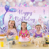 Mermaid Birthday Banner Under The Sea Backdrop for Girls Party