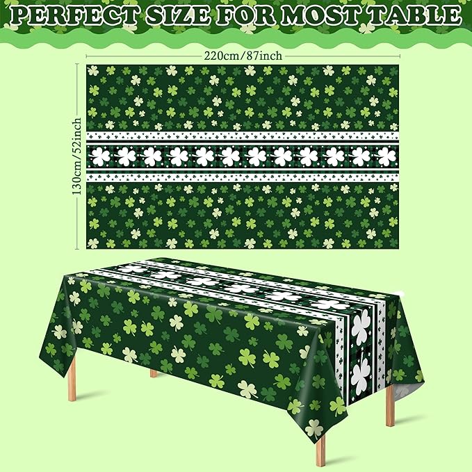 OHOME St Patricks Day Decorations - 2 PCS Shamrock Tablecloth | St