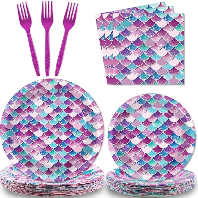 96 Pcs Mermaids Party Decorations Supplies Mermaids Ocean Birthday
