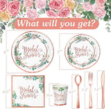 Rose Gold Bridal Shower Decorations 168Pcs Bridal Shower Plates and