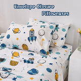 JSD Blue Astronaut Kids Sheet Set Full Size, 4 Piece Space Rocket