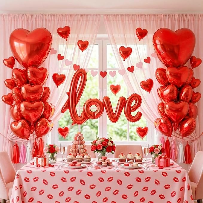 Valentines Day Balloons with Heart Shape love Foil Balloons for