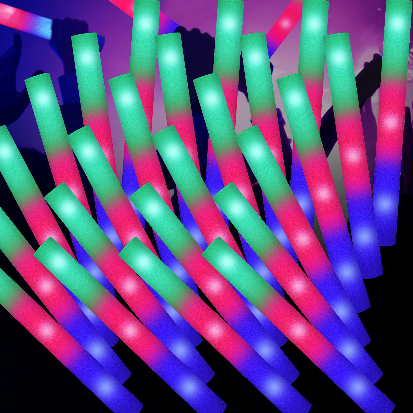 SHQDD 100PCS LED Foam Sticks, Foam Light Up Sticks with 3 Modes