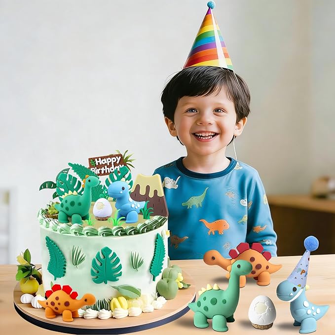 Simpfo 27 PCS Dinosaur Cake Topper Birthday Decorations Set with
