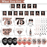 75th Birthday Decorations for Women 33pcs 75th Crown and Sash Black
