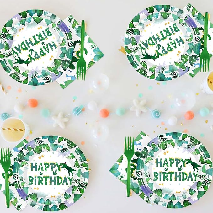 96 PCS Dinosaur 3rd Birthday Party Supplies 350 GSM 3 Rex Dinosaur