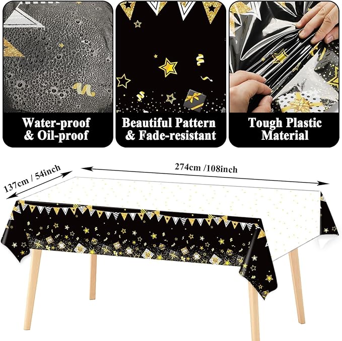 50th Birthday Party Supplies Serves 24 Black and Gold 50 Years Old
