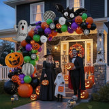Halloween Decorations with Orange Black Green Purple Balloon Garland
