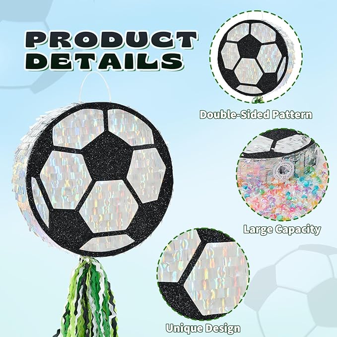 Soccer Ball Piñata Soccer Party decoration Piñata with Blindfold Bat