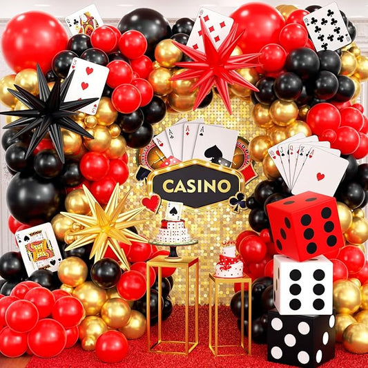204Pcs Casino Balloon Garland Arch Kit Casino Theme Party