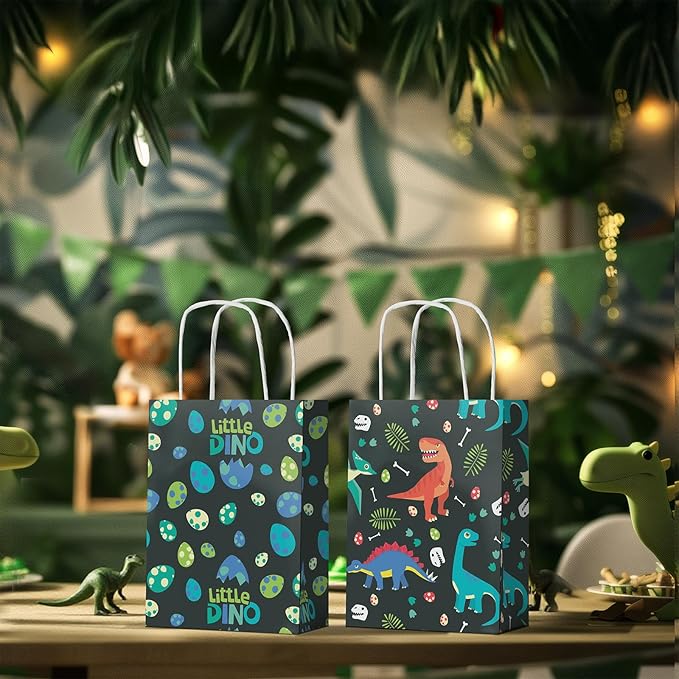 24 Pack Dinosaur Party Favor Bags for Kids T Rex Goodie Bags with